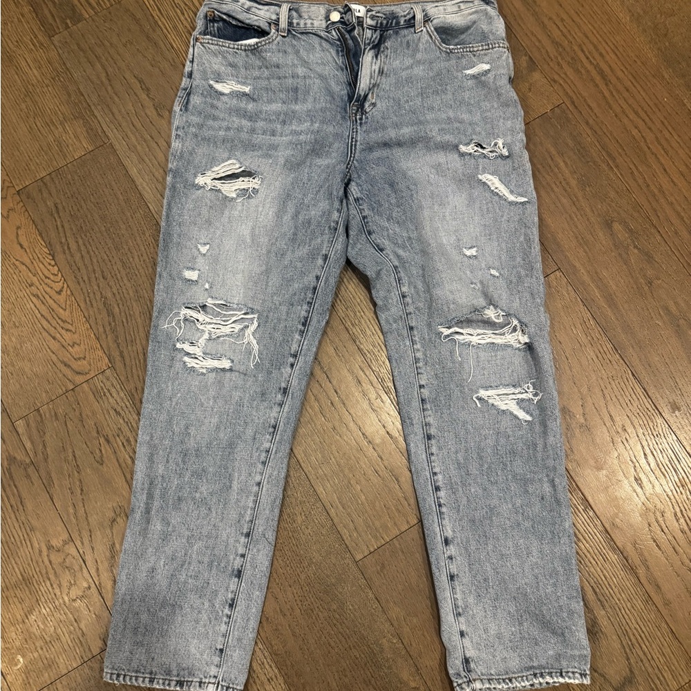 Pistola High Rise Relaxes Boyfriend Distressed Blue Jeans